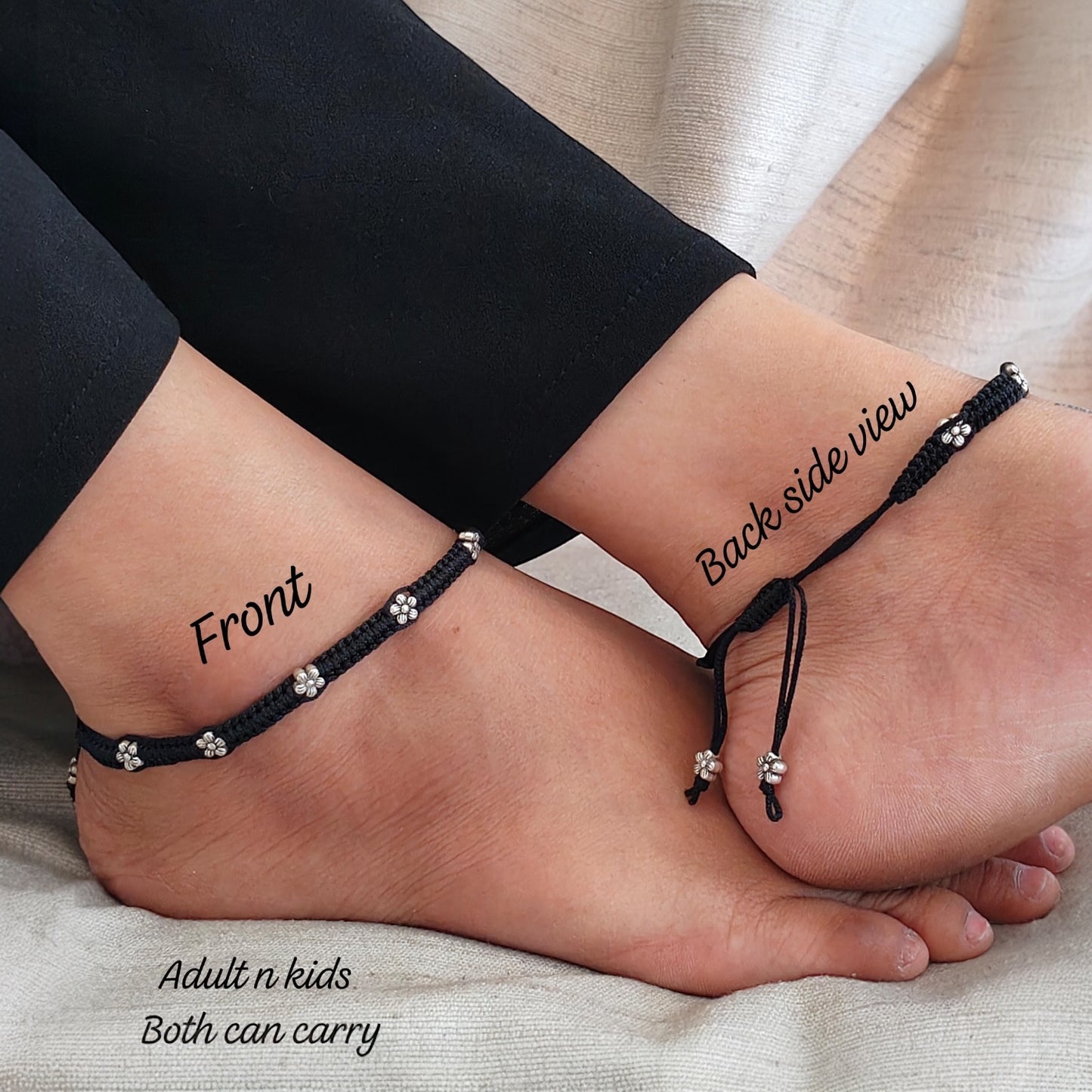 91709-ANO Classic Anklet With Oxidized Plating-Design 1