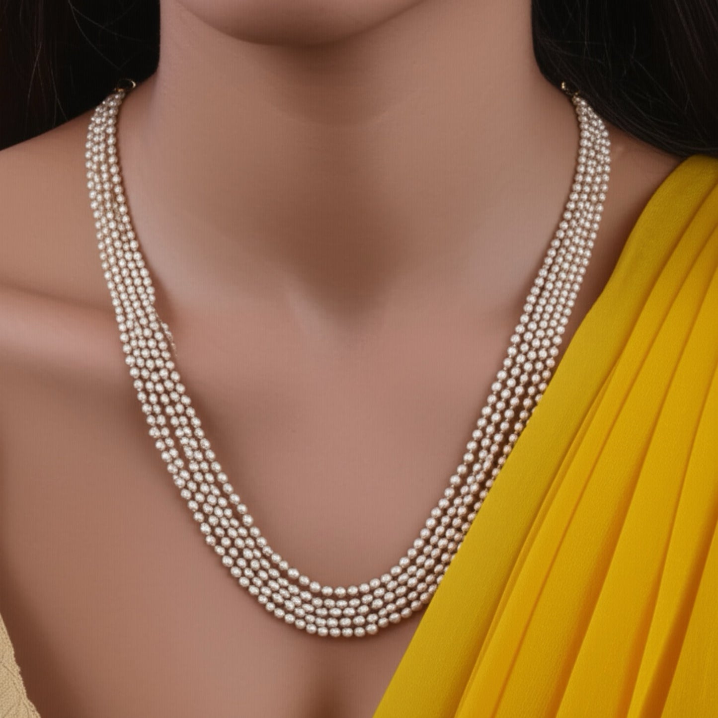 434380 Cz 5 Line Mala Necklace With Gold Plating