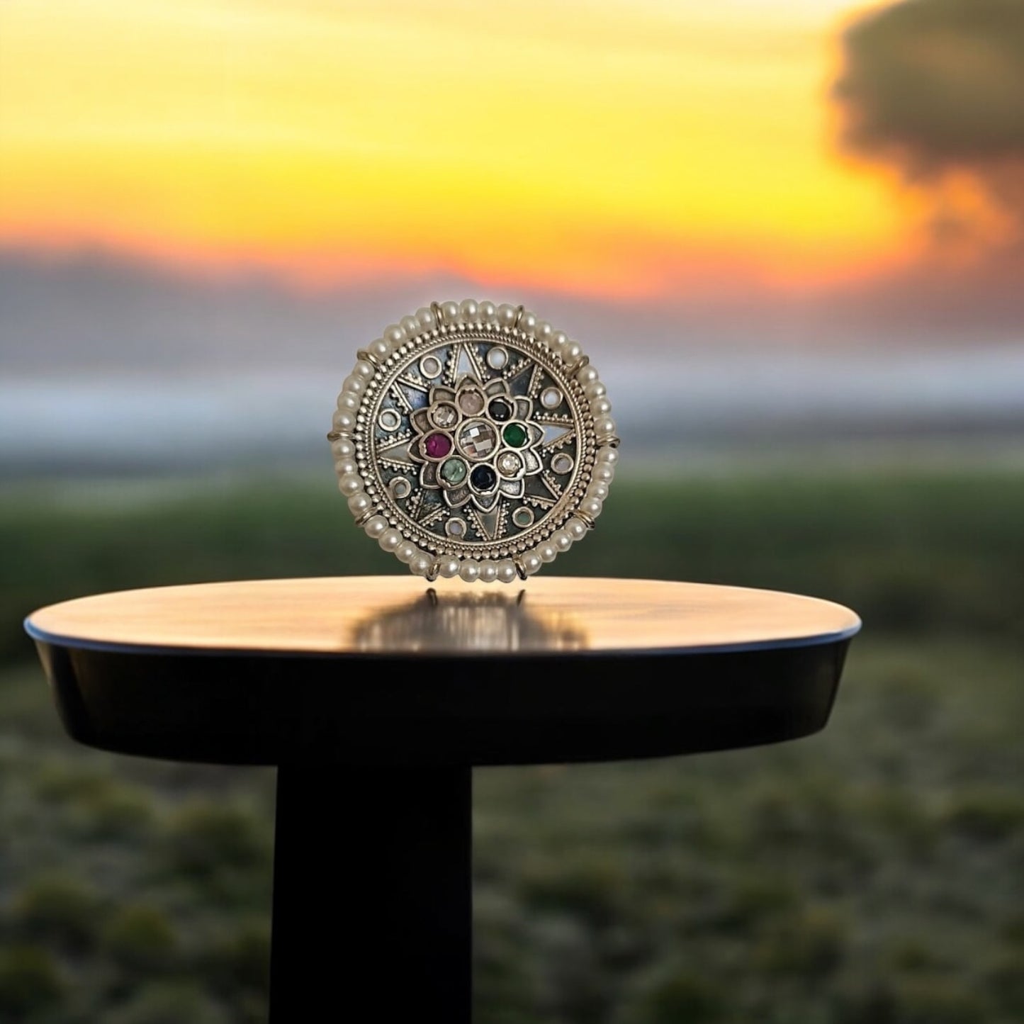 808056 Ring With Oxidised Plating