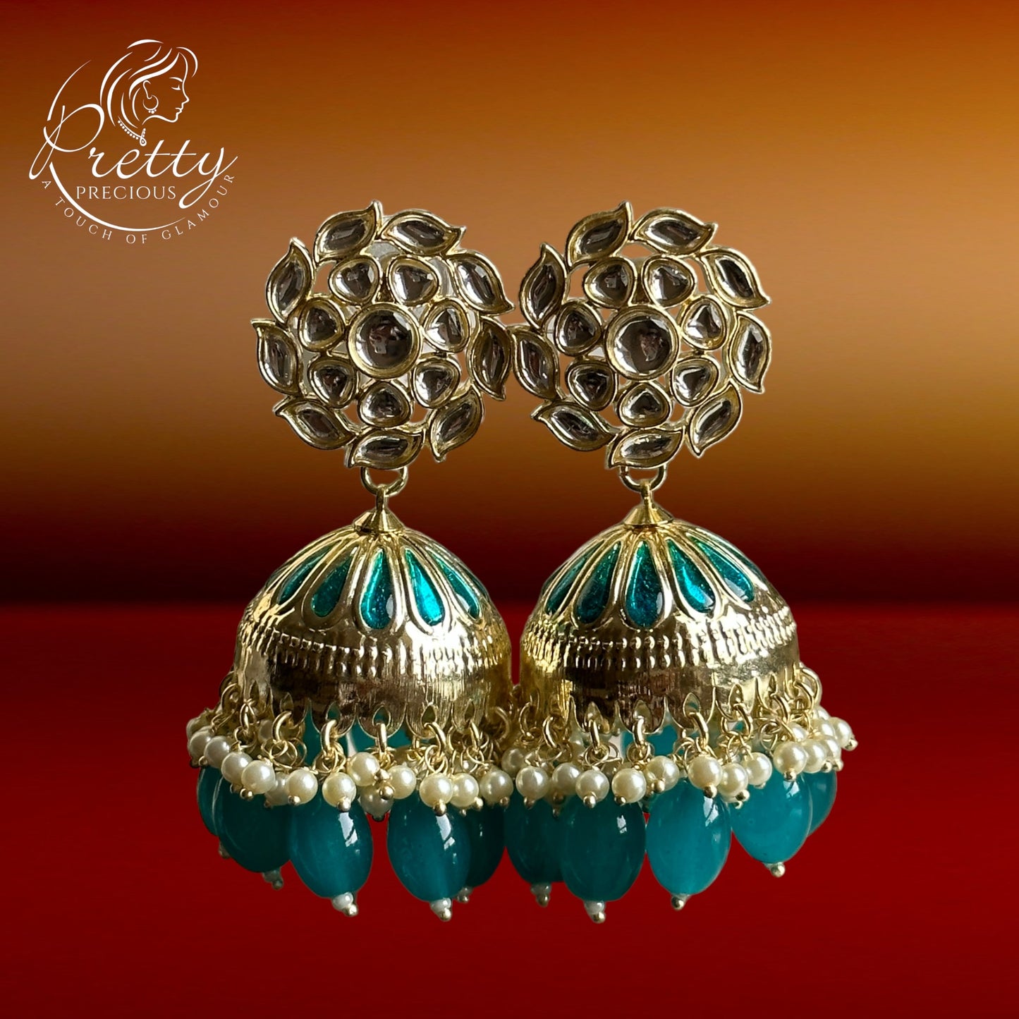 108906 Indo Western Meenakari Earring With Gold Plating-Ramagreen