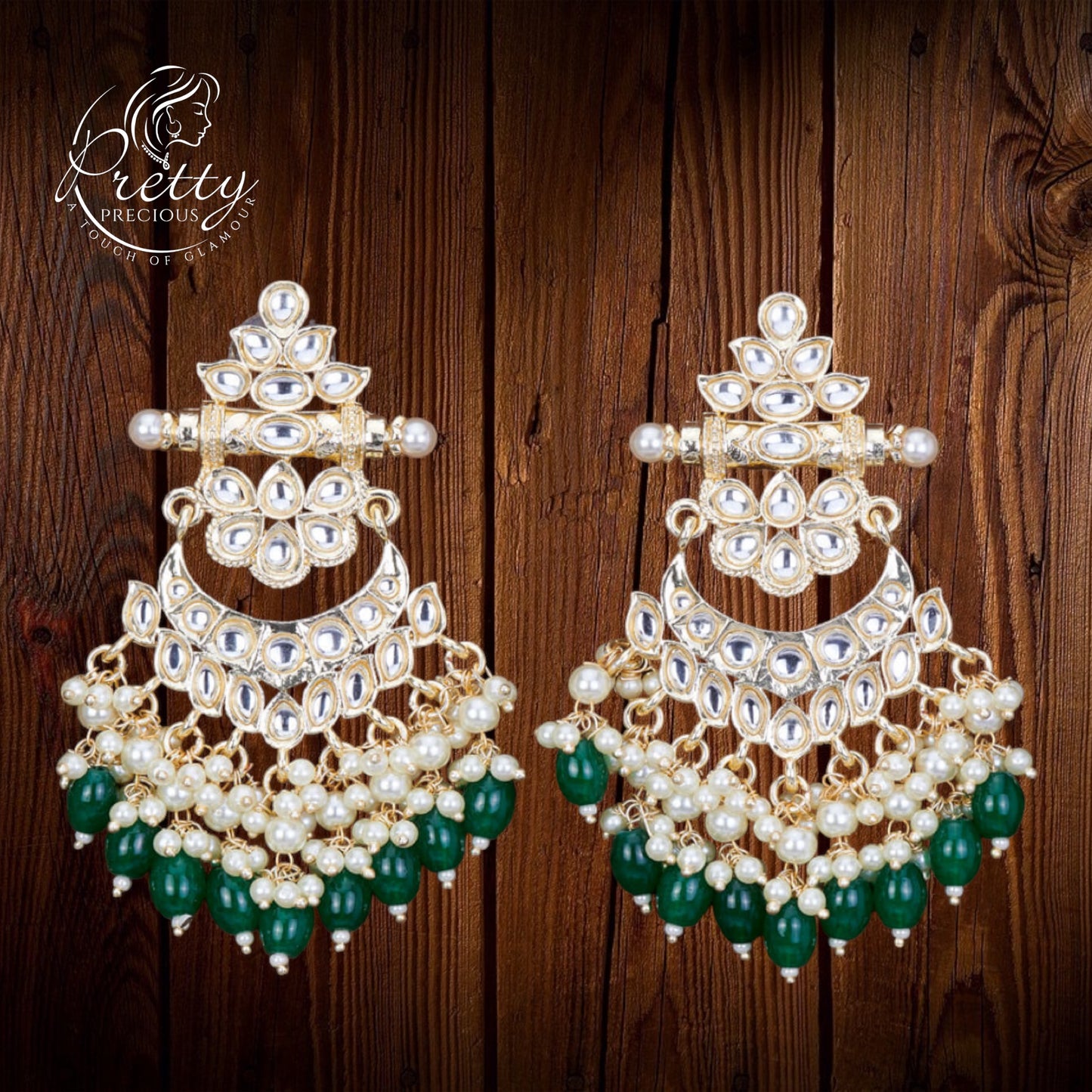 109106 Indo Western Chand Earring With Gold Plating-Ramgreen