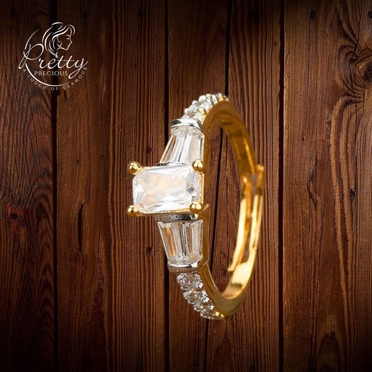 429430-Cz Adjustable Ring With Rhodium 2 Tone Plating-2 Tone