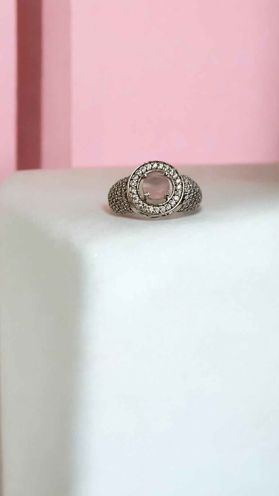 92409-RN Cz Adjustable Ring Pink