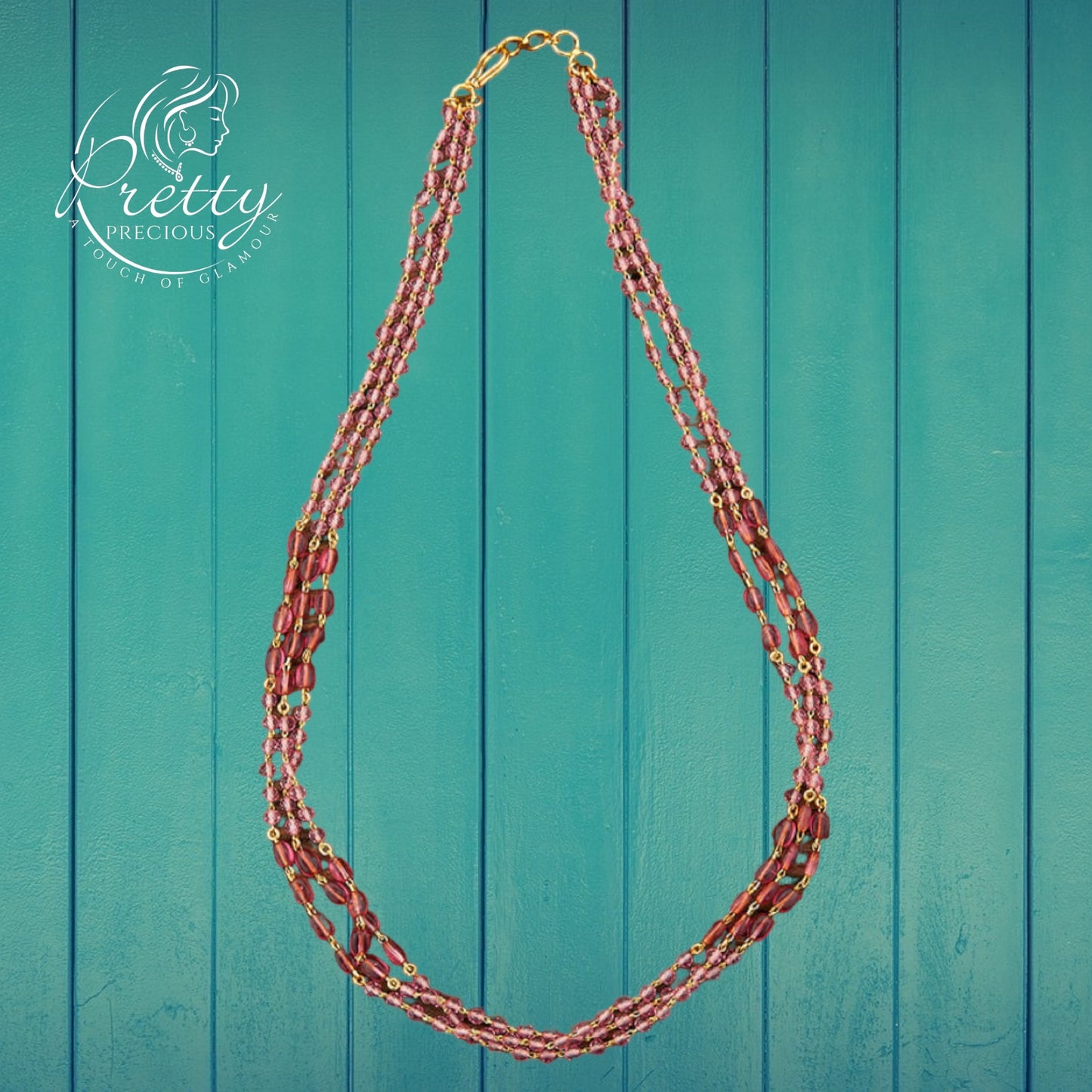 424252 Cubic Zirconia 3 Line Necklace With Gold Plating