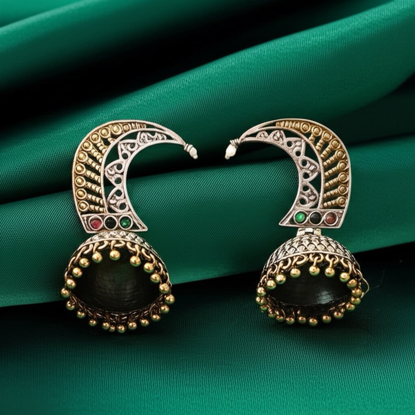 35275 Pretty Precious Fashion Oxidised Silver Stylish Party Wear Earrings for Women and Girls