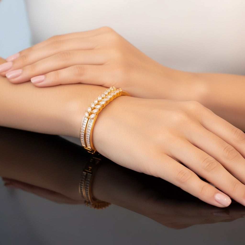 434623 Cubic Zirconia Classic Kada With Gold Plating