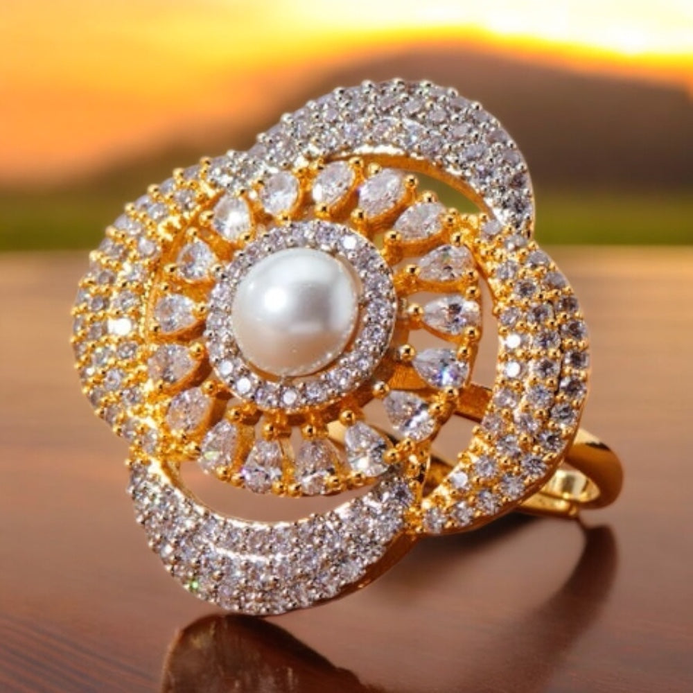 435618 Cz Adjustable Ring 2 Tone