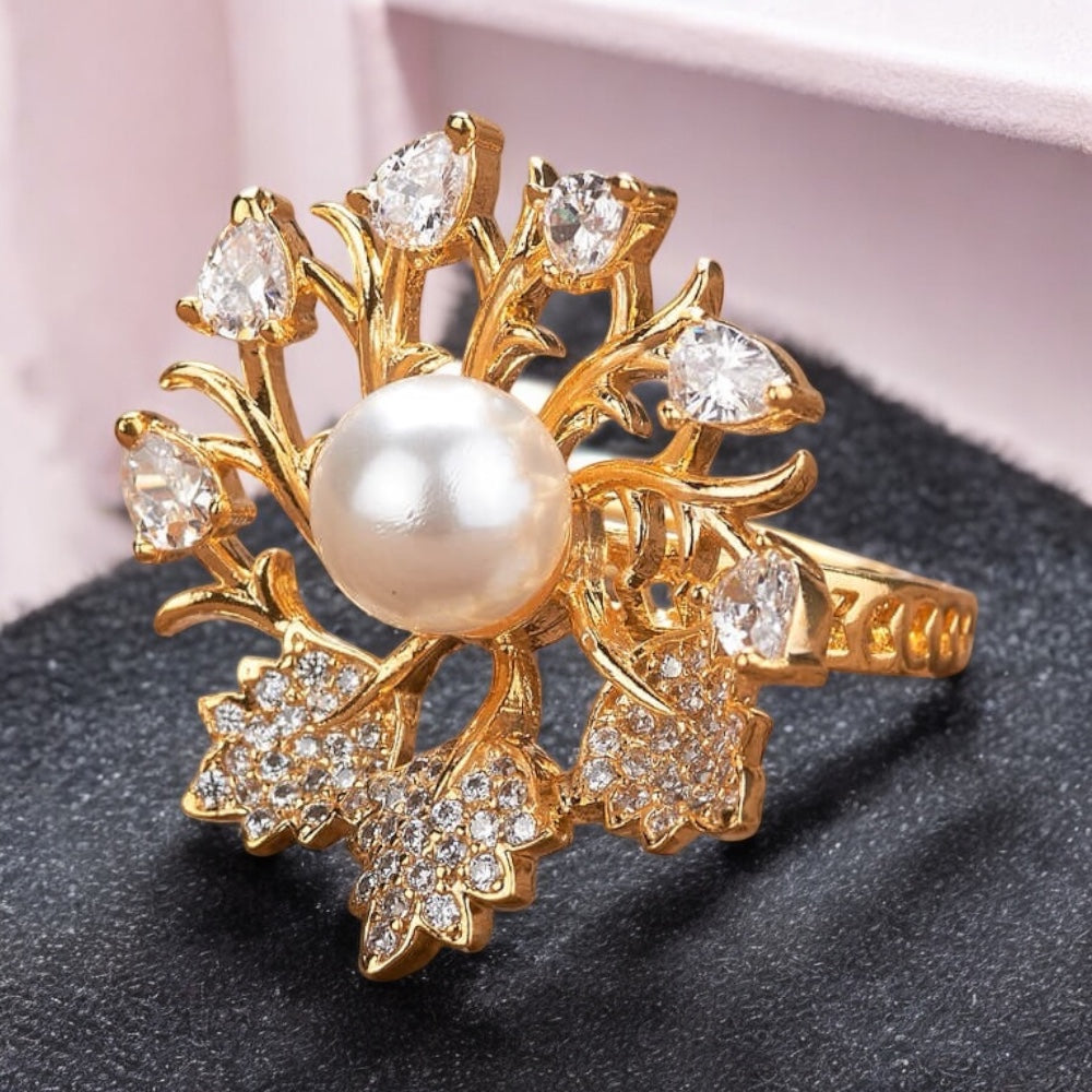 431811 Cz Adjustable Ring Golden