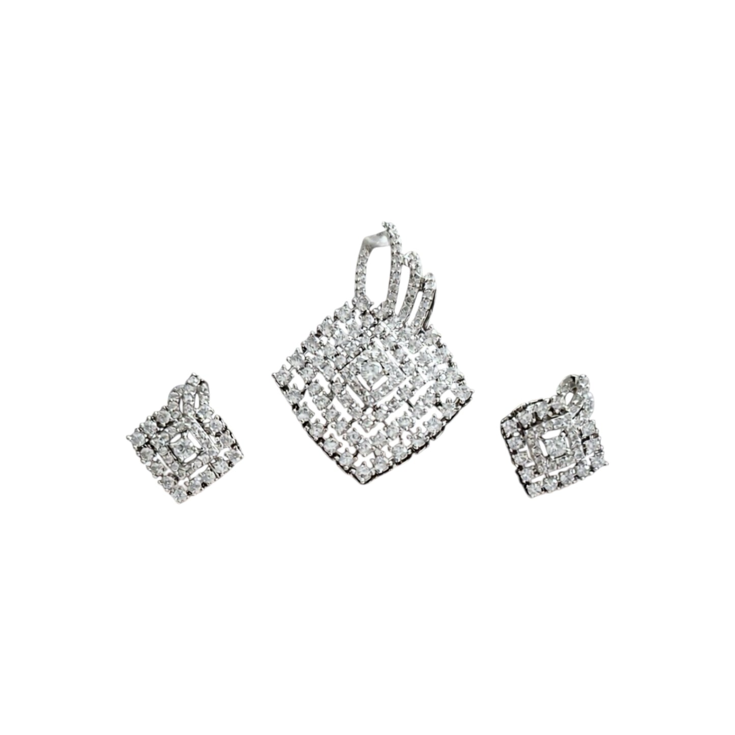 436547-American Diamond Delicate Pendant Set With Rhodium Plating