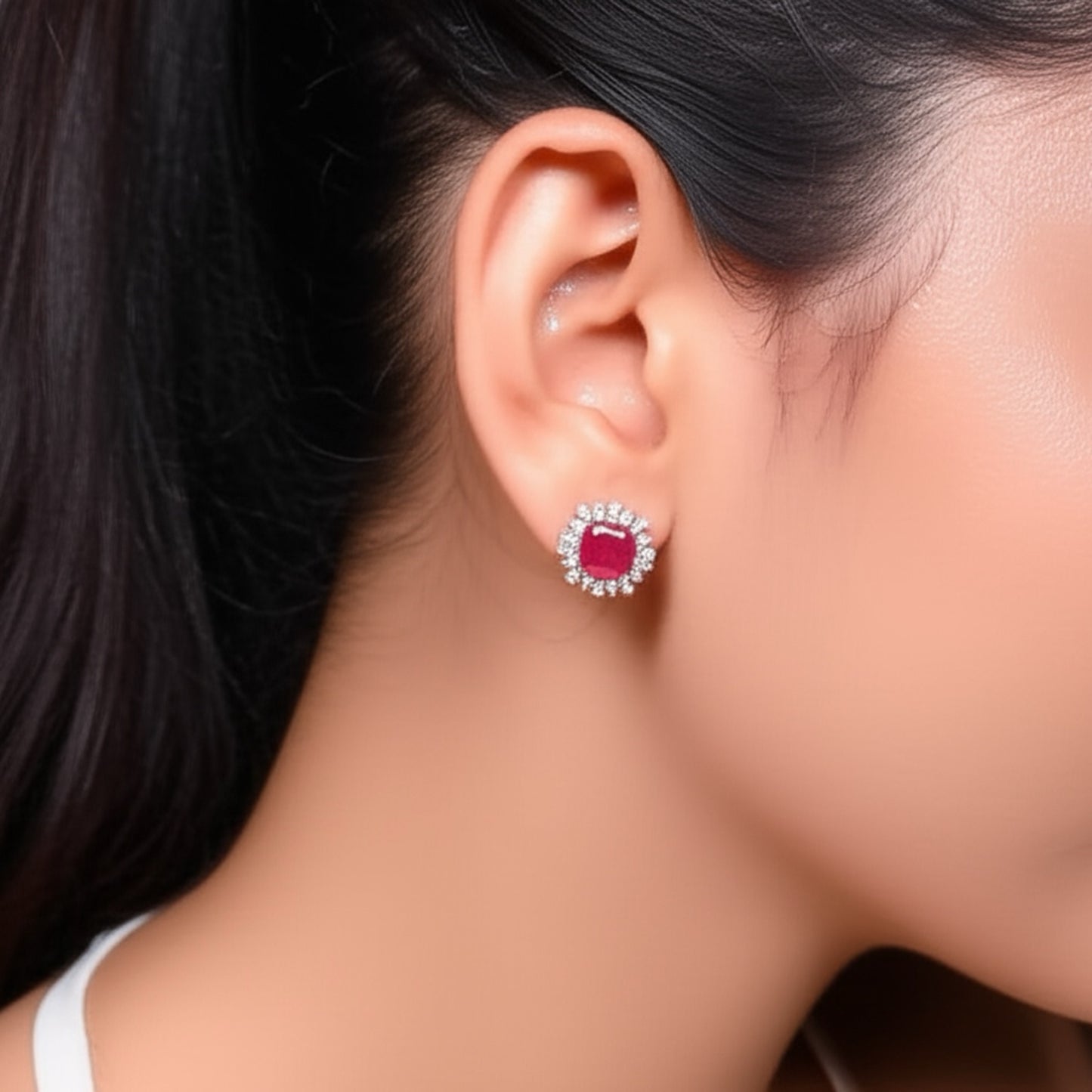 93259-ER  CZ Earring With Gold/Rhodium Plating-Design 1