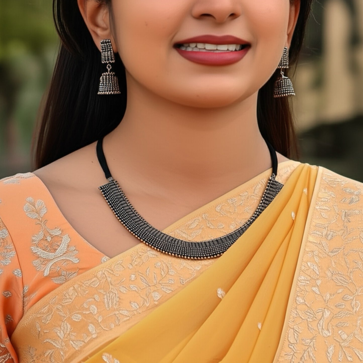 802438 Classic Necklace With Oxidised Plating