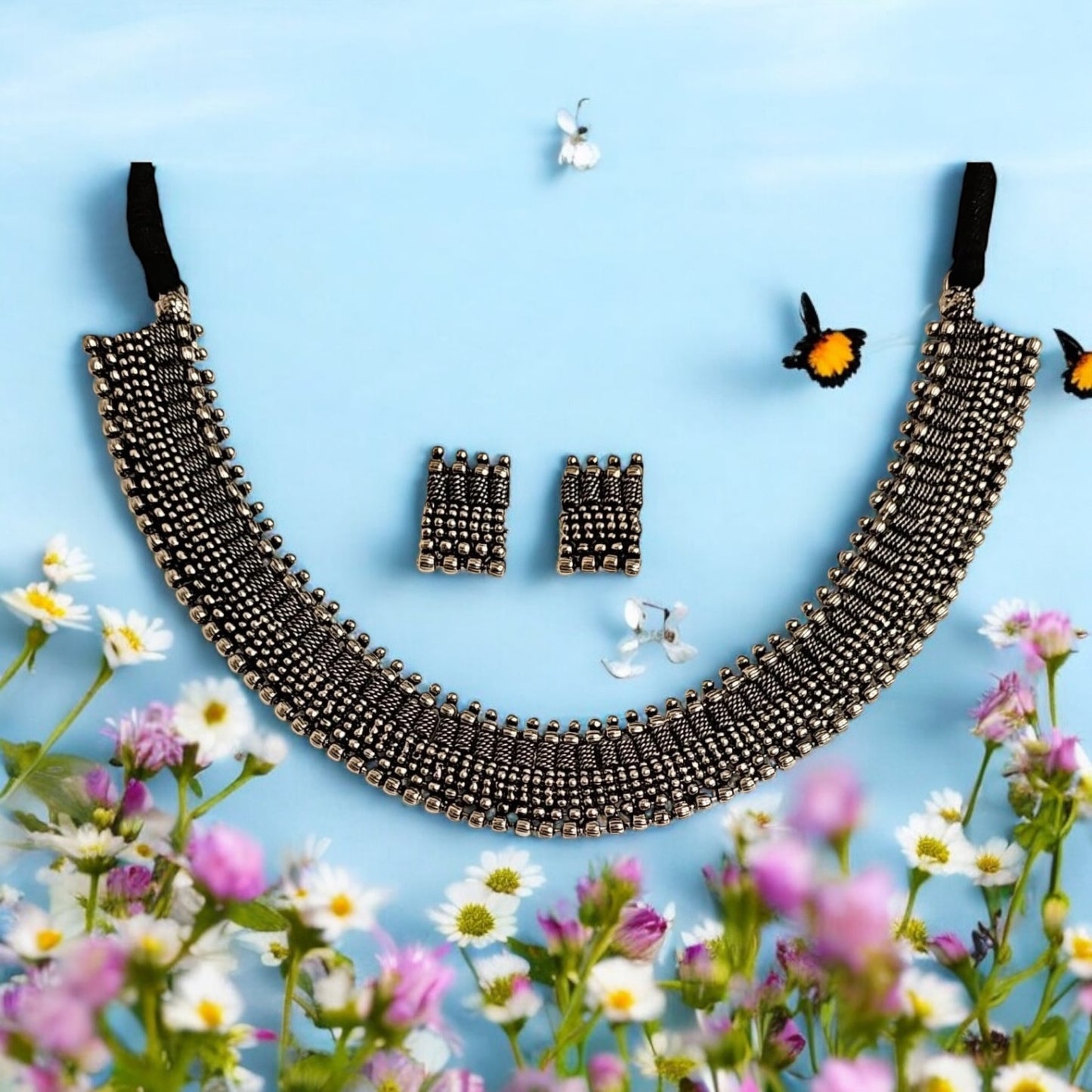 802438 Classic Necklace With Oxidised Plating