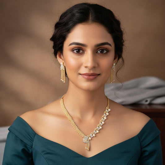 437358 Cz Delicate Necklace Gold