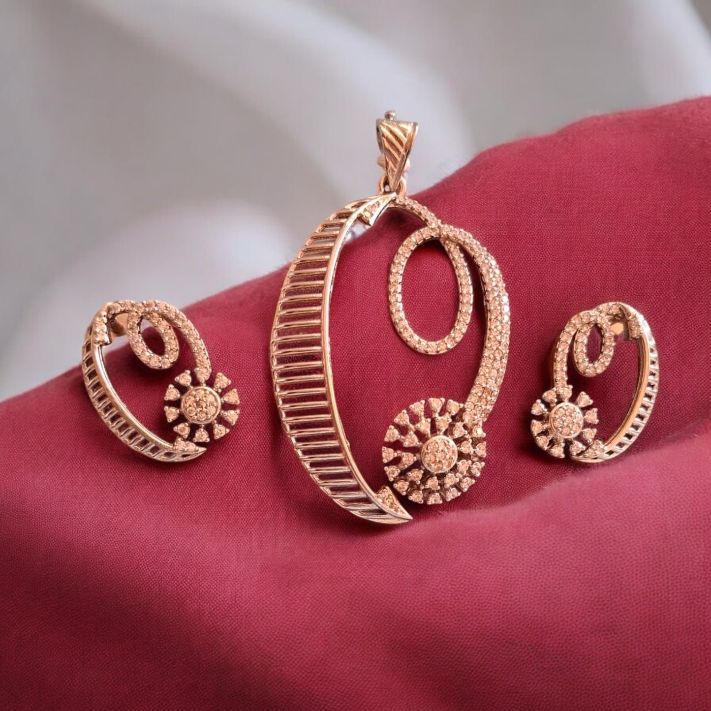 436765-American Diamond Delicate Pendant Set With Rhodium Plating