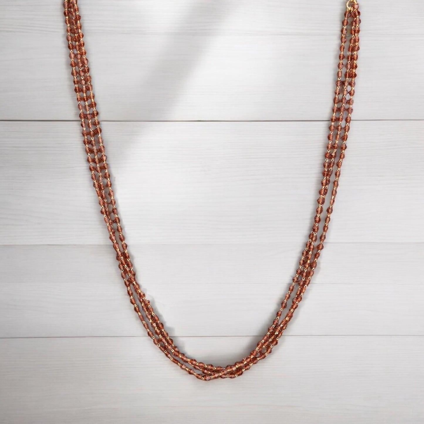 428638 Cz 3 Line Necklace With Gold Plating