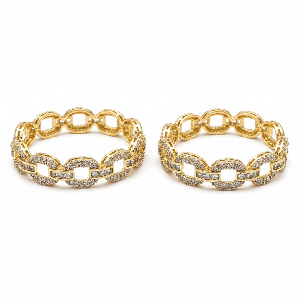 1592 Women’s American Diamond Bangles – Elegant and Stylish Daily & Party Wear Jewellery With 2 Tone Plating-Size 2.6