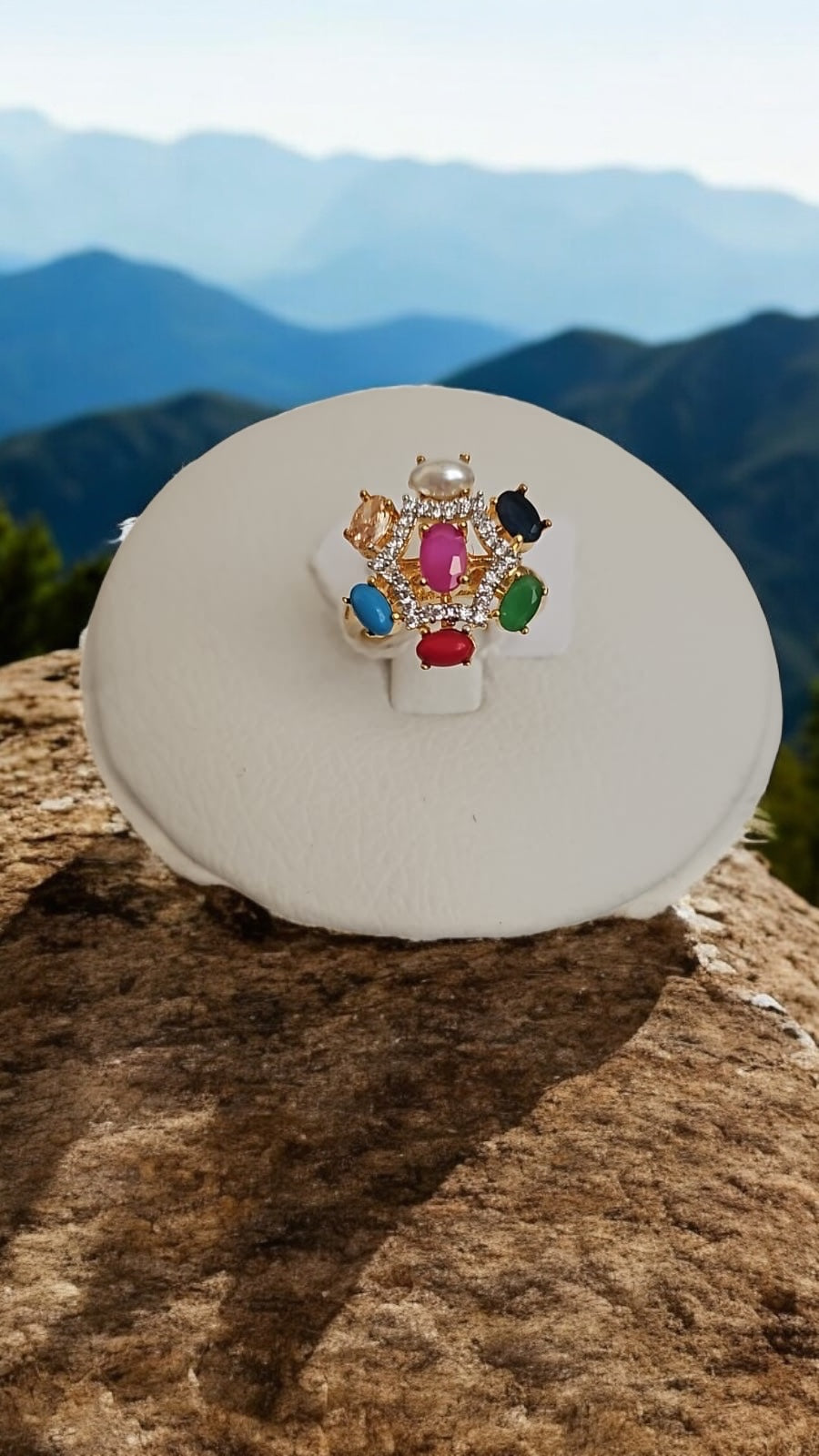 91459-RN Cz Adjustable Ring Multicolor