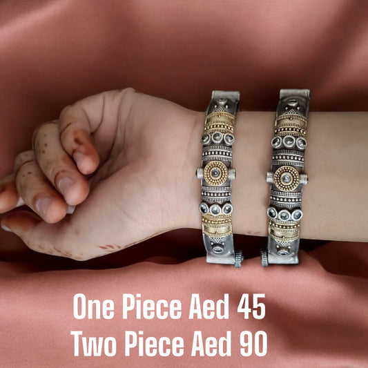 94509-KDO Classic  Kada With Oxidised Plating-Design 3 White