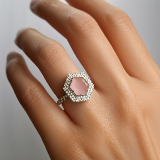 94009-RN Cz Adjustable Ring Pink