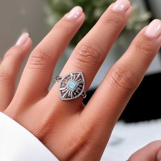 424508 Cz Adjustable Ring With Rhodium Plating