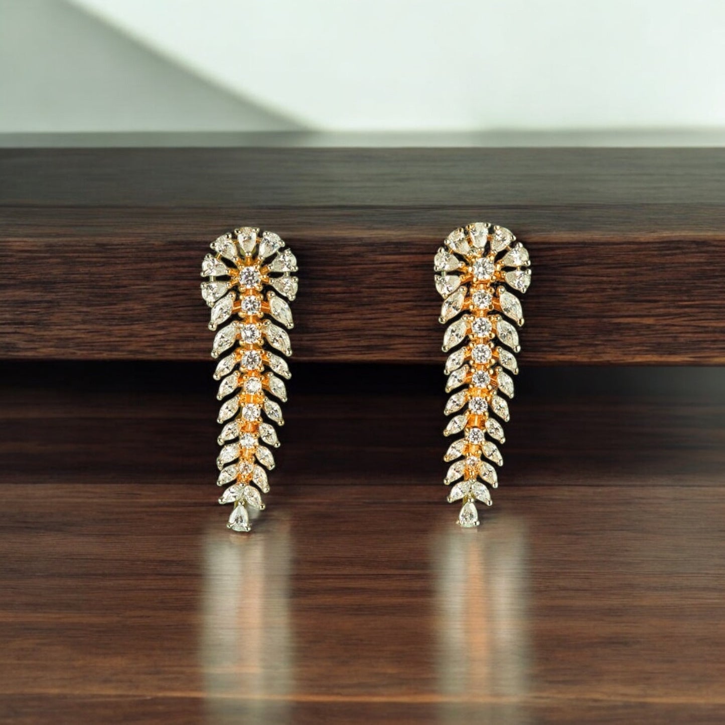 437569 CZ Earring With 2 Tone Rhodium Plating