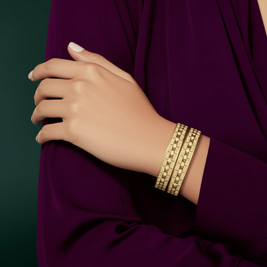 425490 Cz Classic Bangles With 2 Tone Plating-Size 2.4