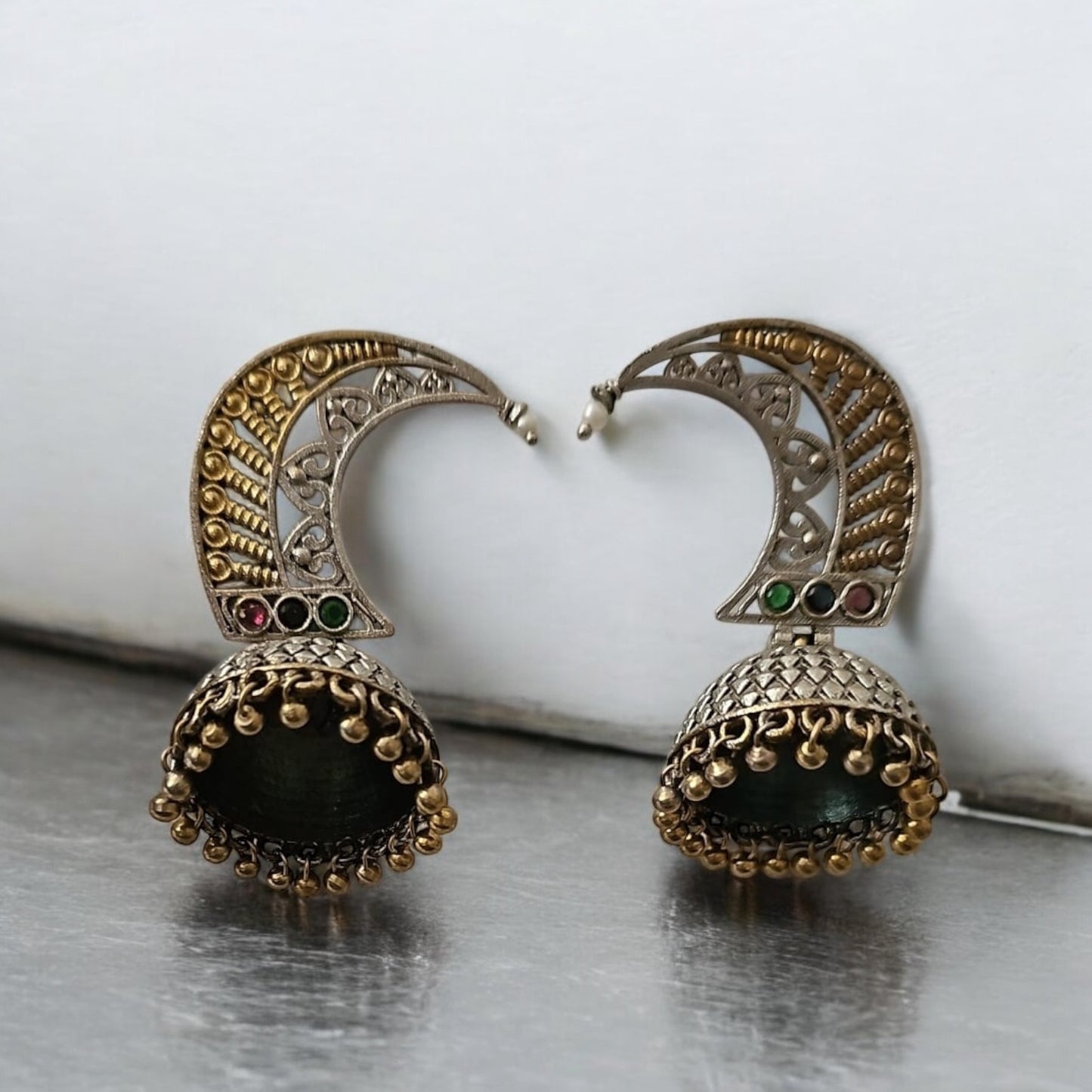 35275 Pretty Precious Fashion Oxidised Silver Stylish Party Wear Earrings for Women and Girls