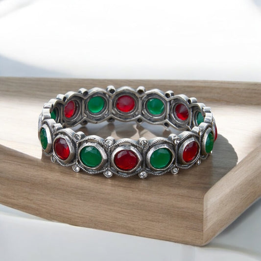 804193 Classic Kada With Oxidised Plating Rubygreen Openable Size 2.4