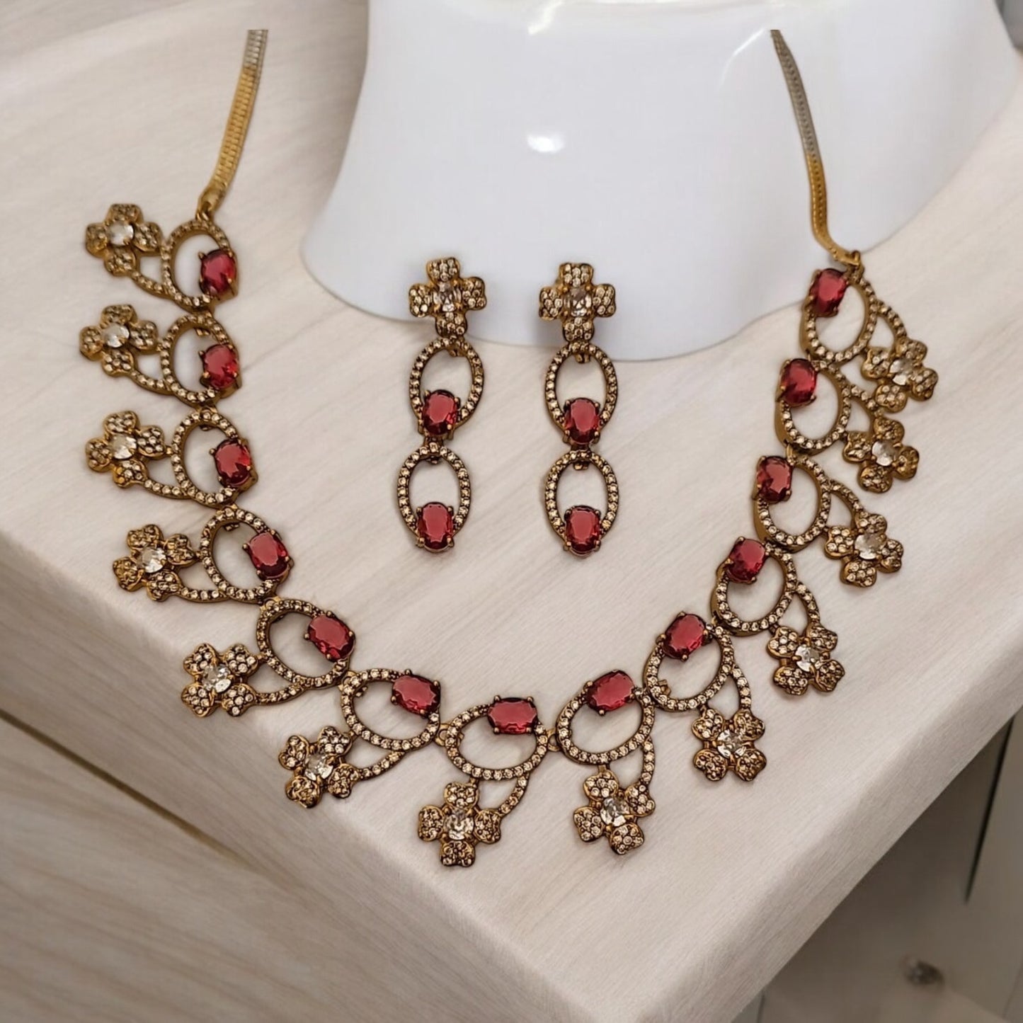 96359-NS Cz Delicate Necklace-Ruby