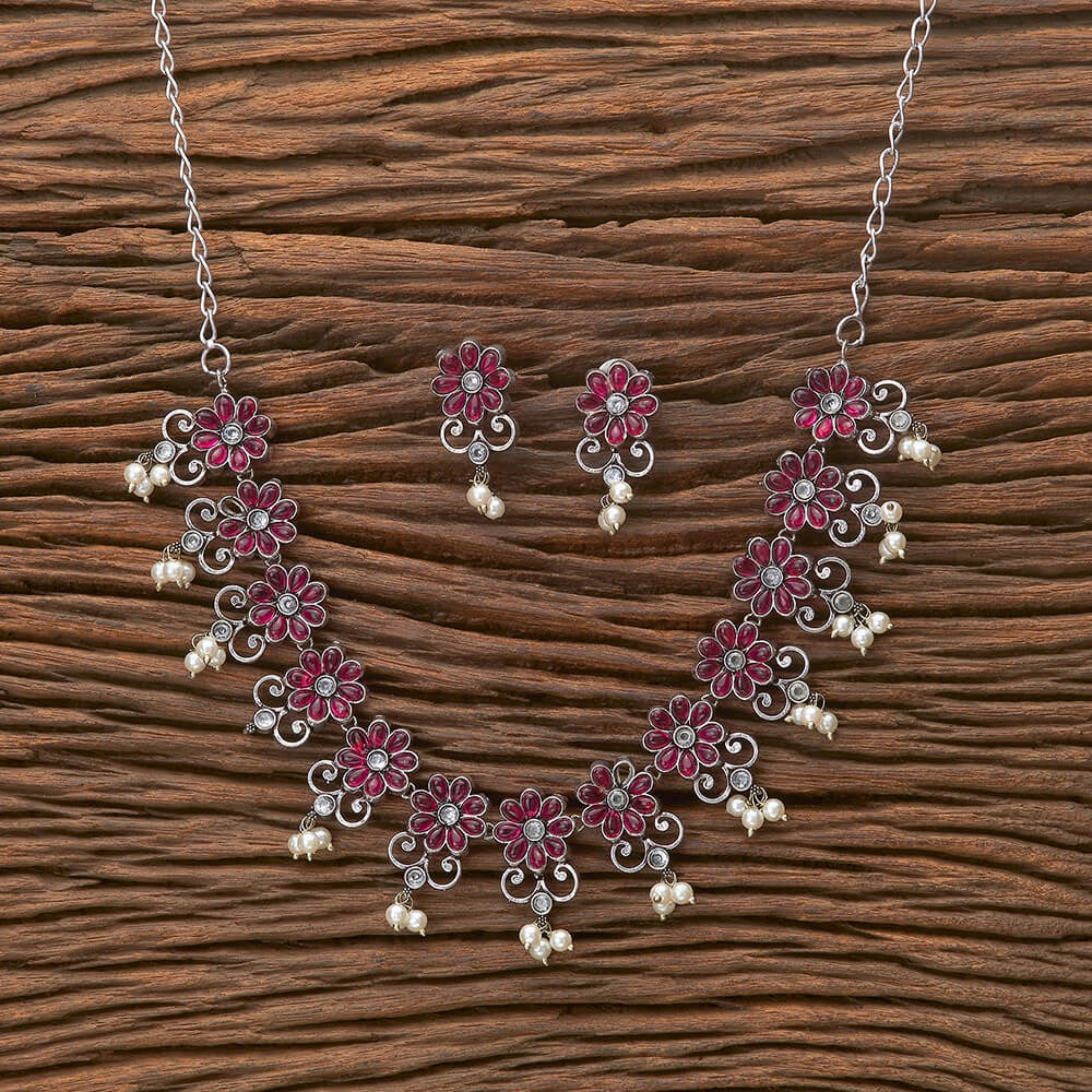 804586 Delicate Necklace With Oxidised Plating