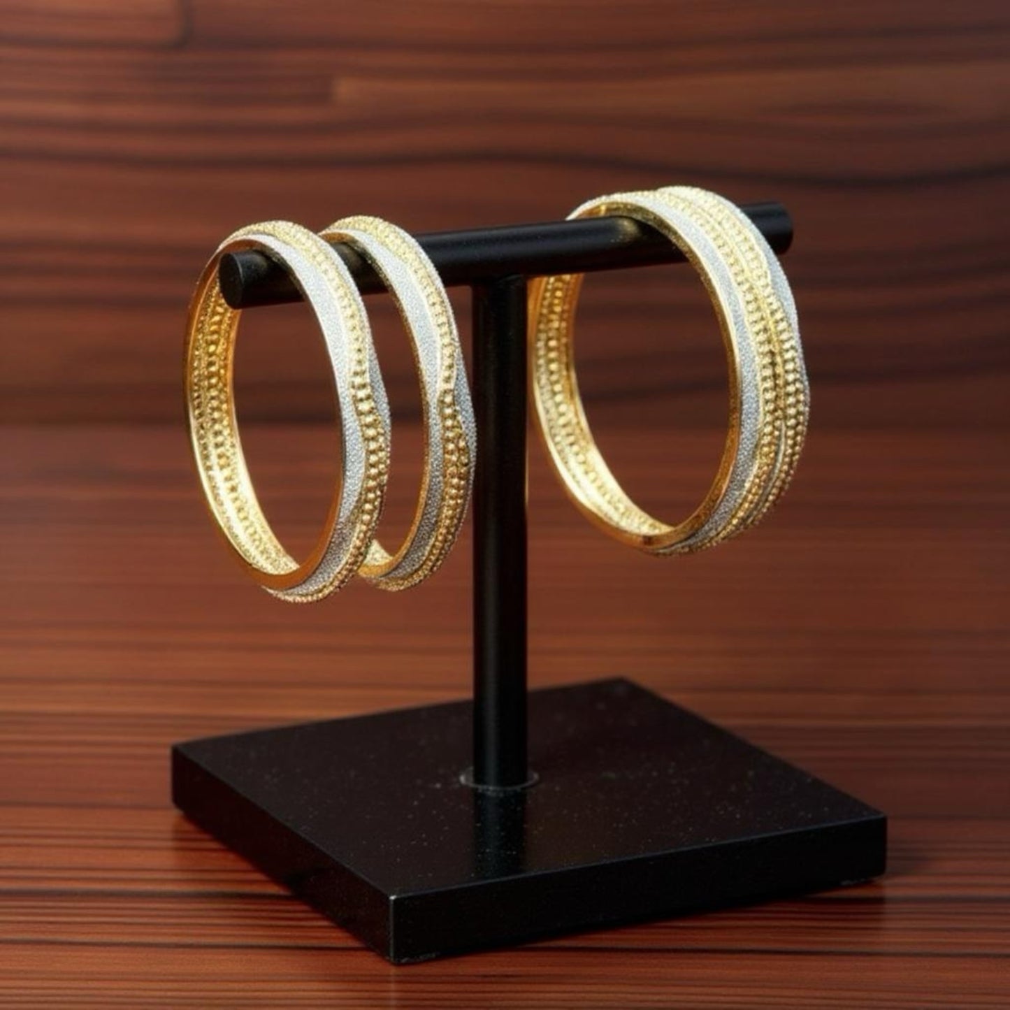 426628 Cz Classic Bangles With 2 Tone Plating-Size 2.4