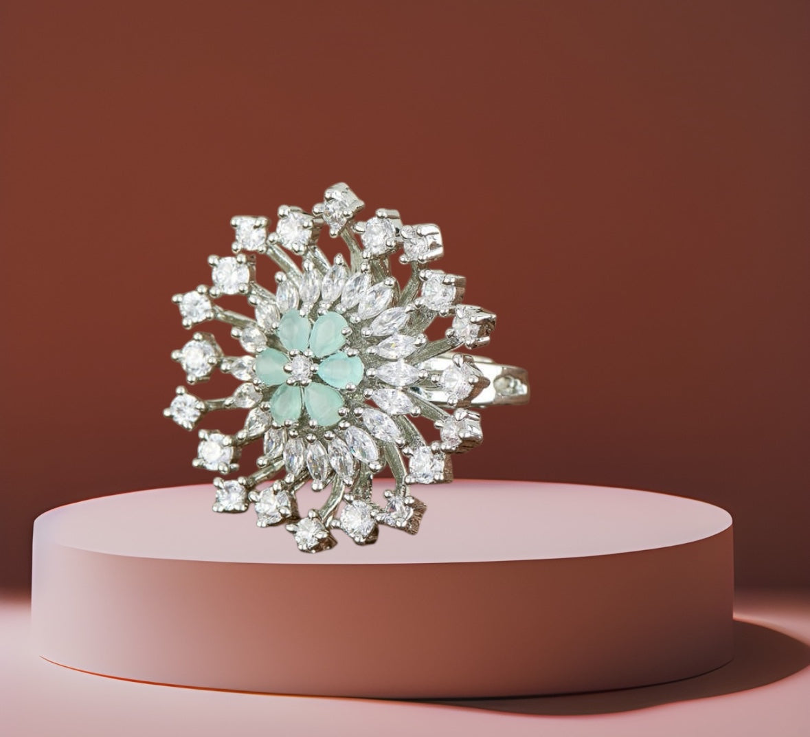 428284 Cz Adjustable Ring With Rhodium Plating