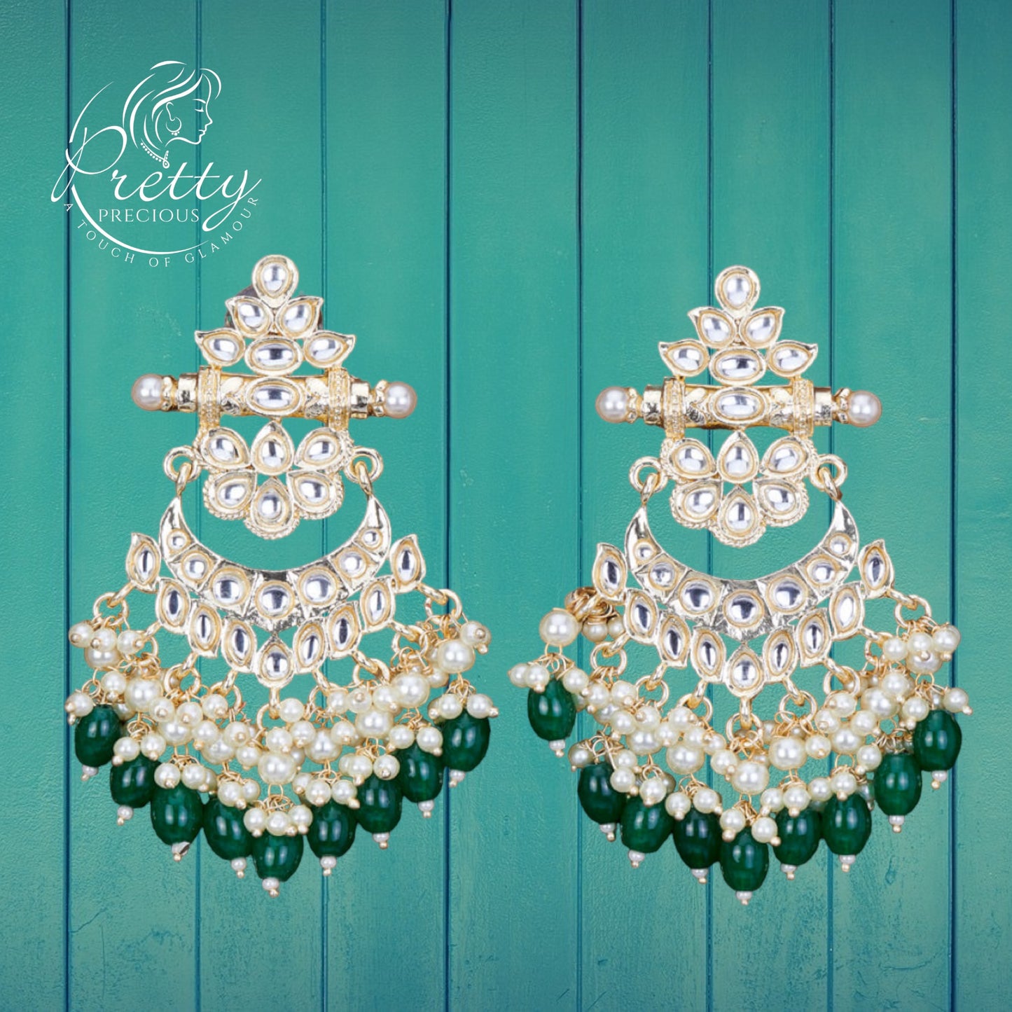 109106 Indo Western Chand Earring With Gold Plating-Ramgreen