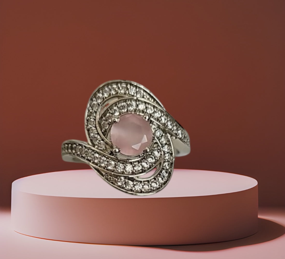 91609-RN Cz Adjustable Ring Pink