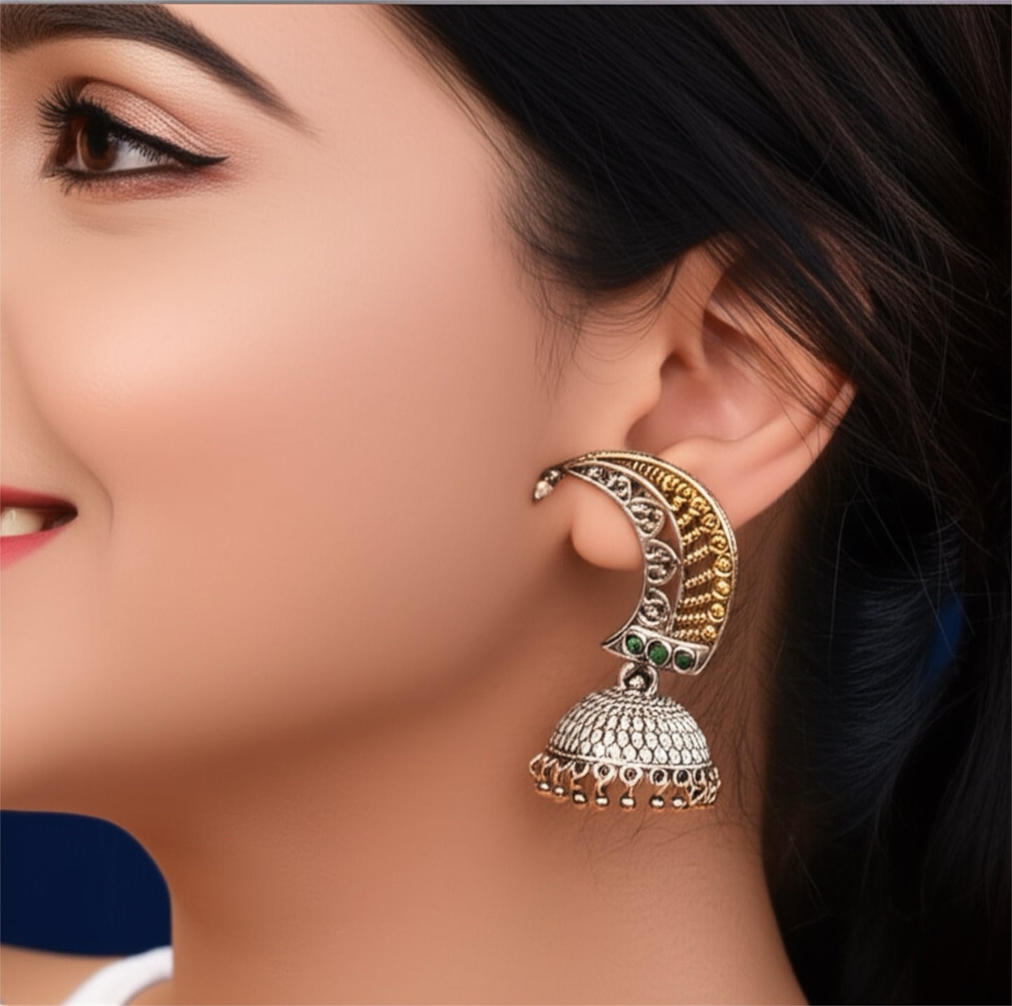 35275 Pretty Precious Fashion Oxidised Silver Stylish Party Wear Earrings for Women and Girls