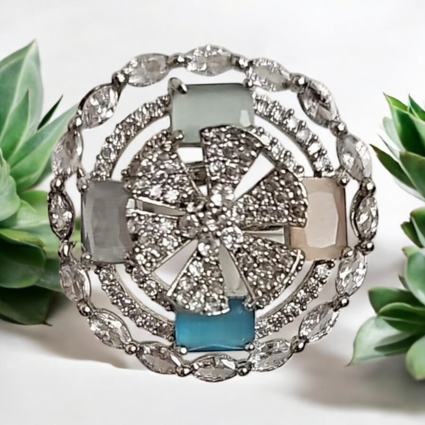 50117 Cz Adjustable Ring Multicolored