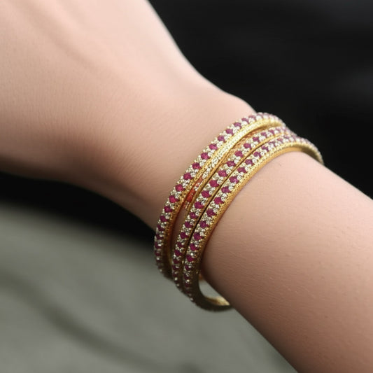 427268 Cz Moti Bangles With Gold Plating-Size 2.6