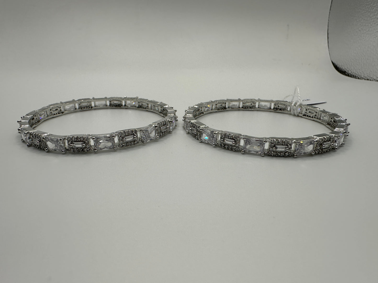 1021 Women’s American Diamond Bangles – Elegant and Stylish Daily & Party Wear Jewellery-Size 2.4-Silver