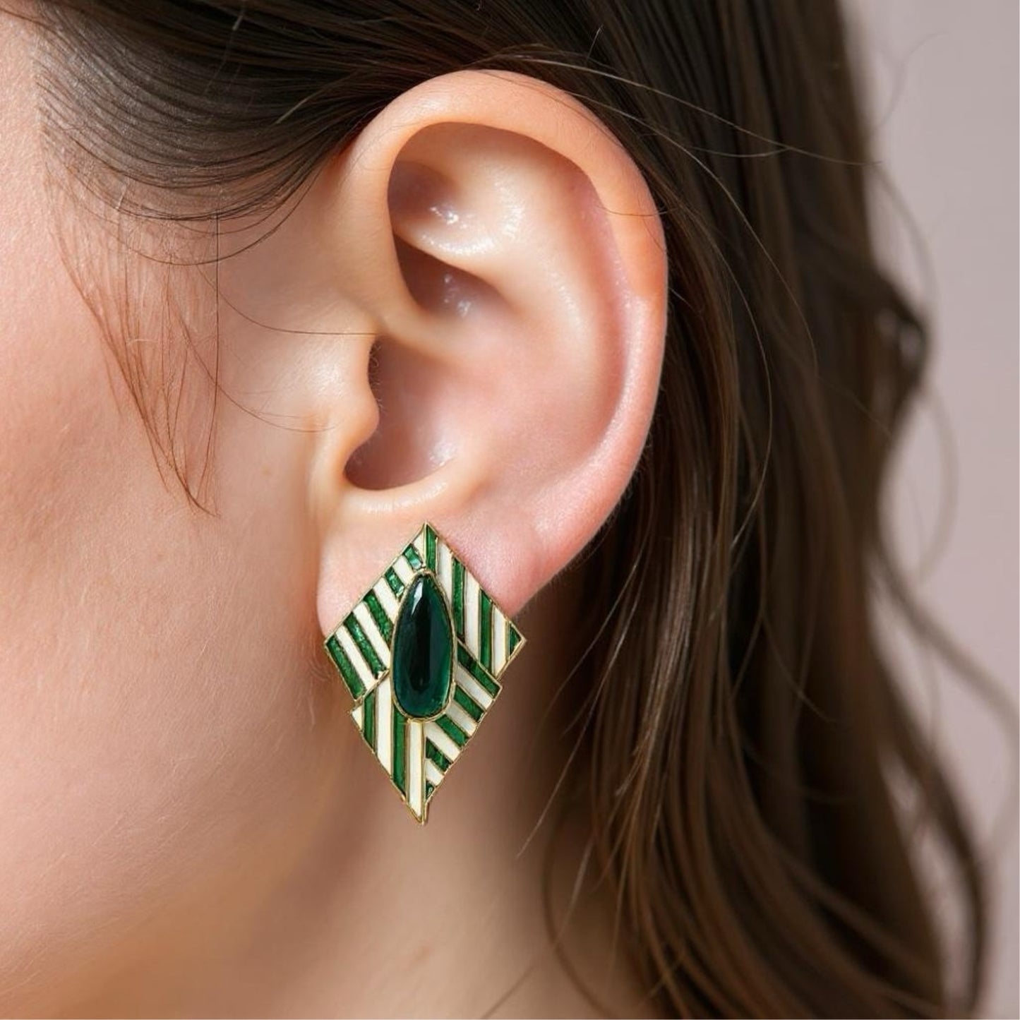 111616-Indo Western (Kundan) Earring-Green