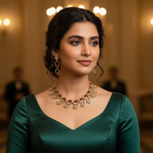 96359-NS Cz Delicate Necklace-Ruby