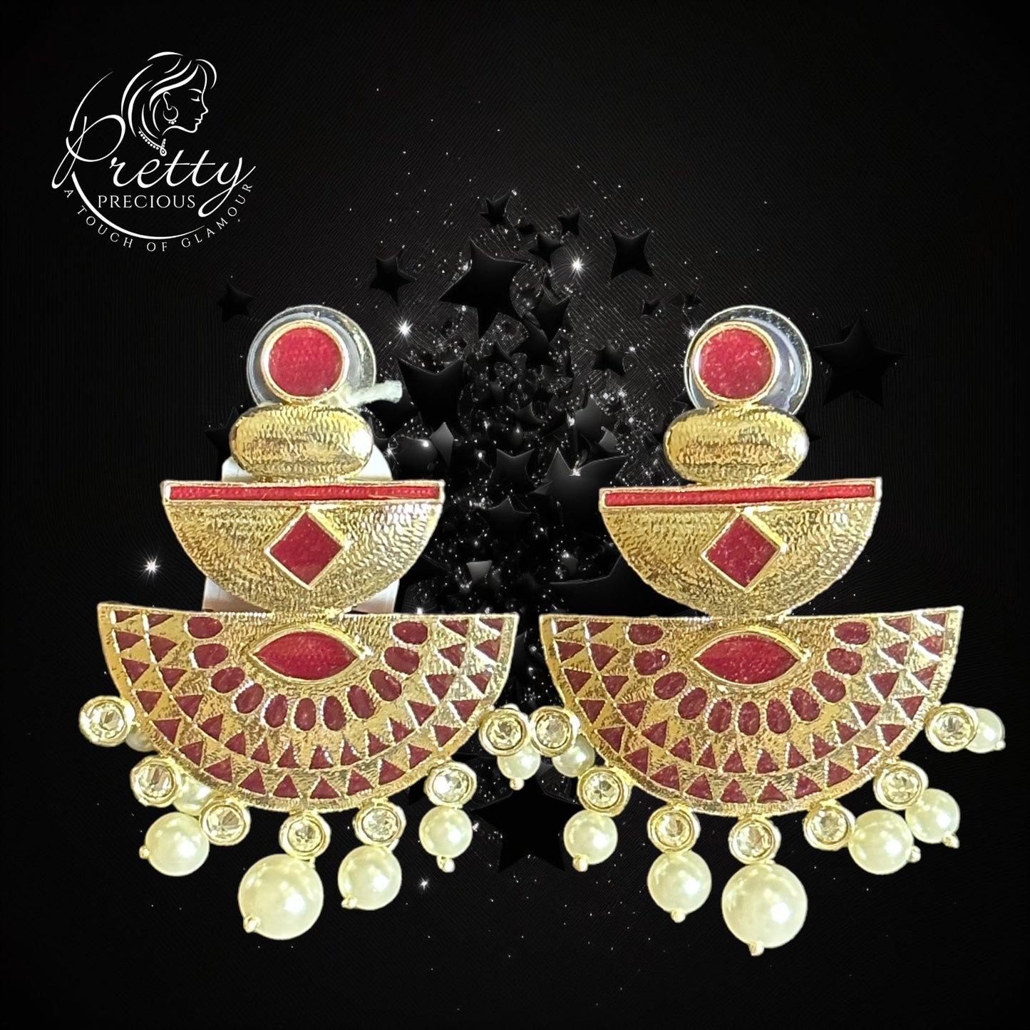8377 Indo Western Meenakari Earring With Gold Plating