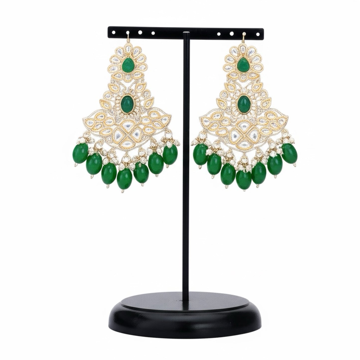 110162-Indo Western (Kundan) Earring-Green