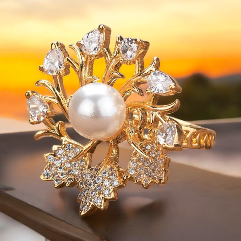 431811 Cz Adjustable Ring Golden