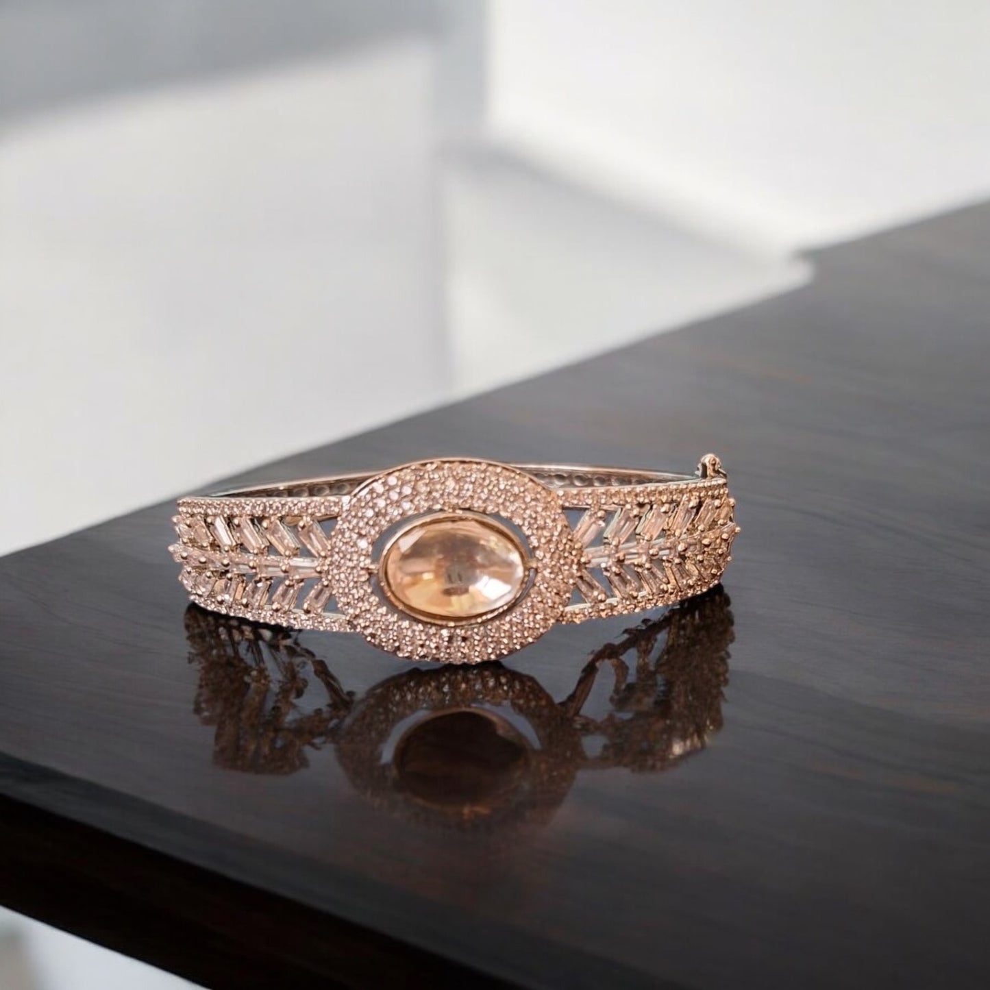 94409-KD Cubic Zirconia Classic Kada With Rhodium Plating-White