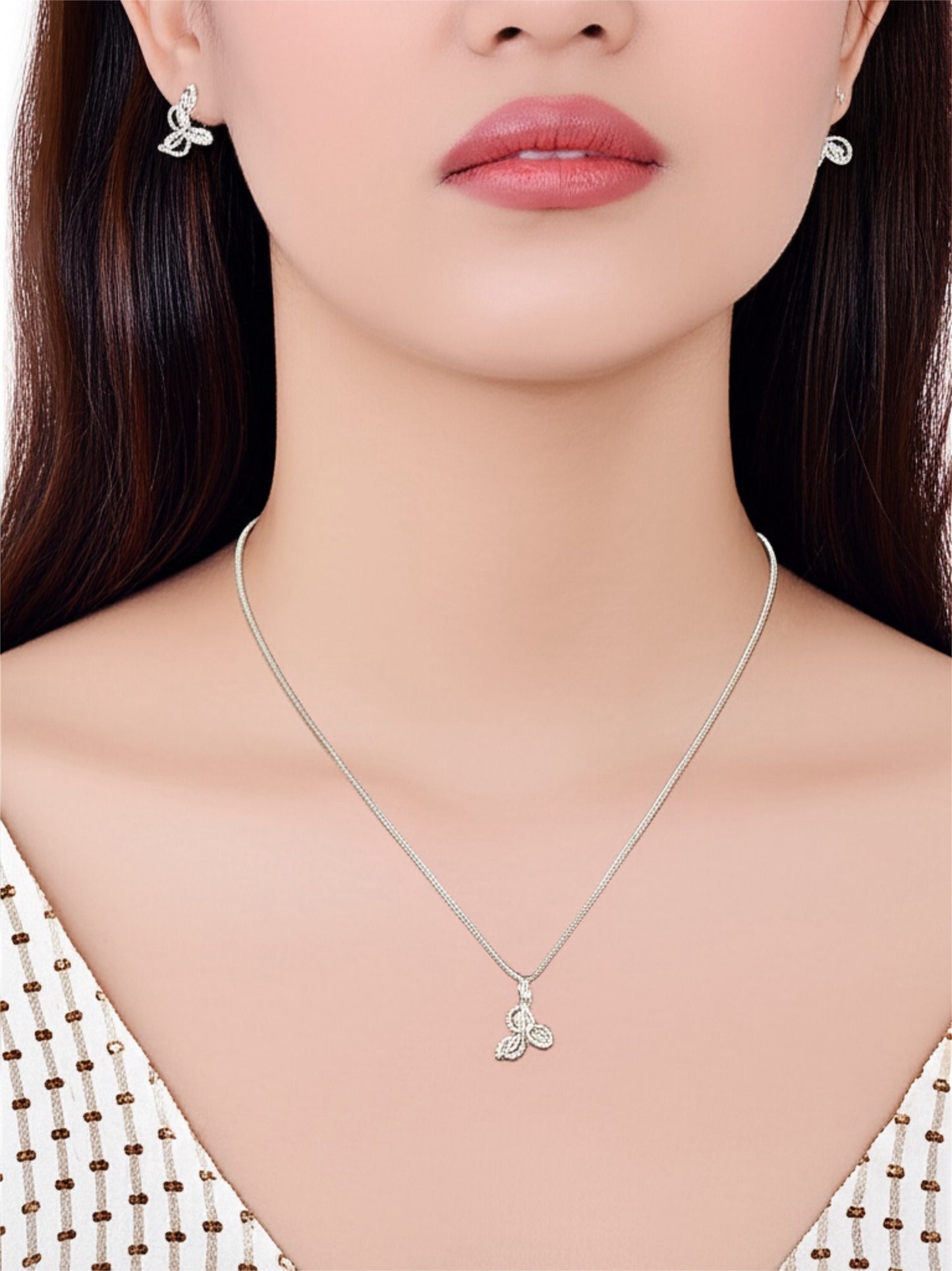 PS205 Western Pendant Set Rhodium Plated