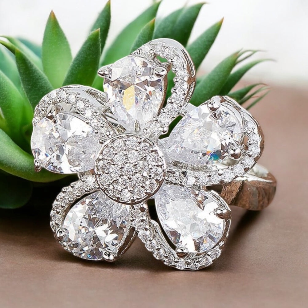 428617 Cz Adjustable Ring Silver