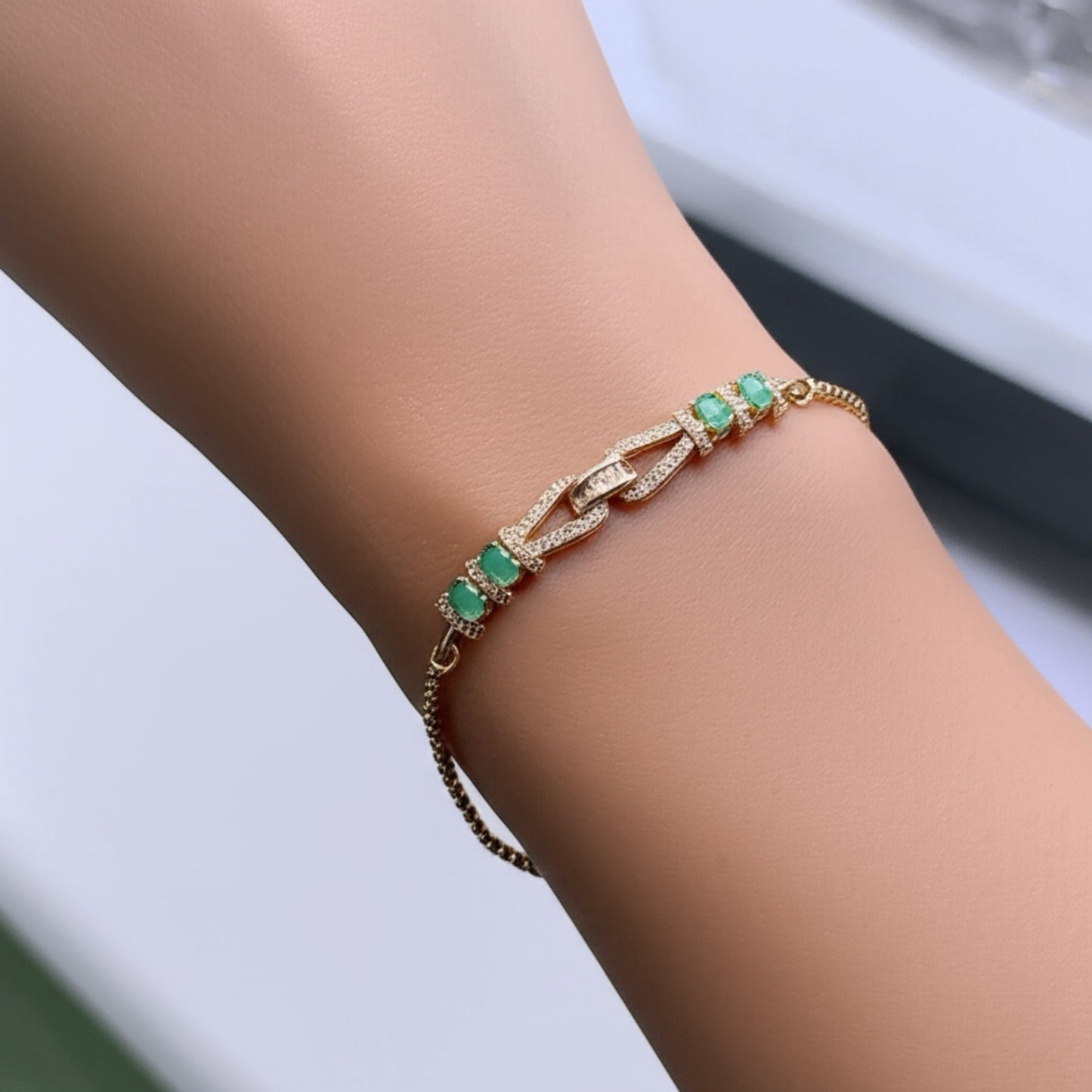 91409-BR Adjustable Bracelet With Rhodium Plating-Mint