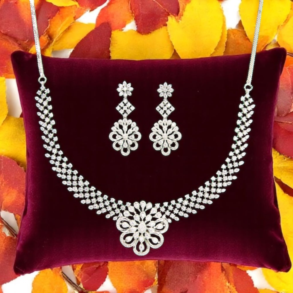 436614 Cz Delicate Necklace Silver