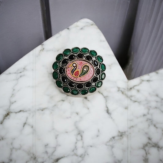 35180 Ring With Oxidised Plating