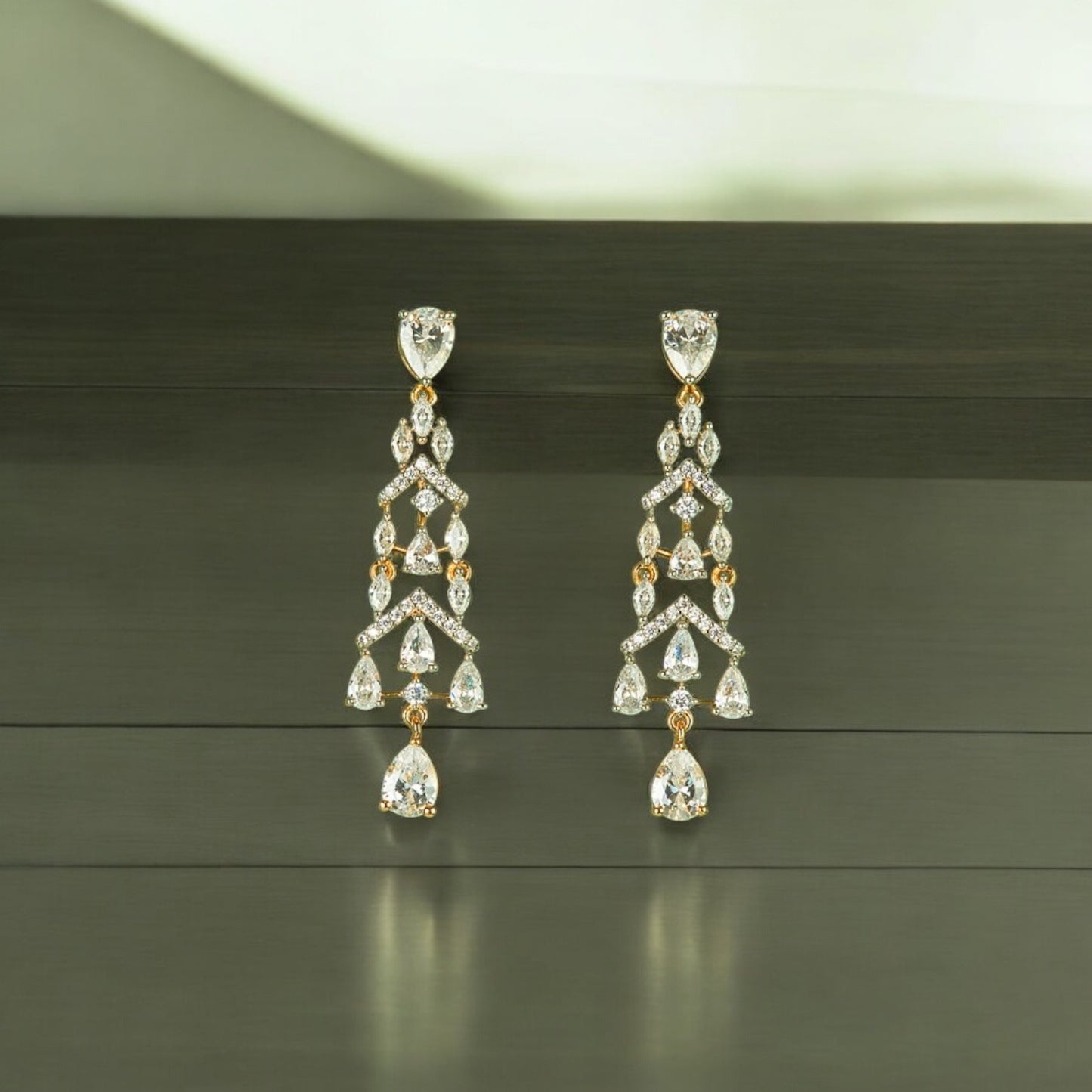 437567 CZ Earring With 2 Tone Plating